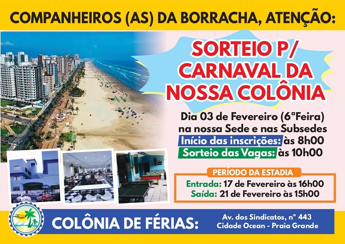 RESERVAS PARA A cOLÔNIA DE FÉRIAS, EM CAIOBÁ PARA O MÊS DE JULHO/2022 – ASPP